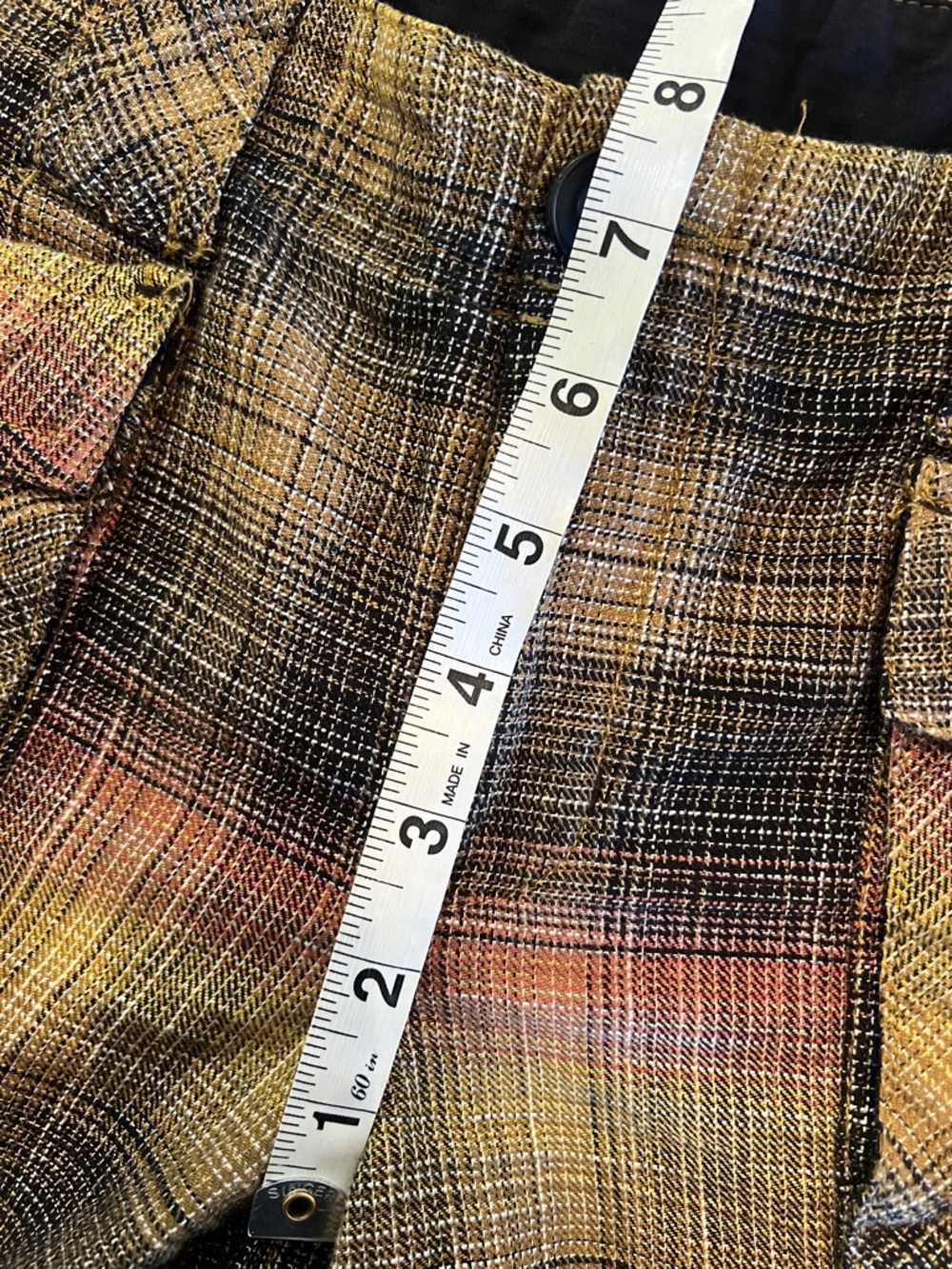 Free People Birch Plaid Pants XS Wide Leg Cargo Boho Trousers 100% Cotton - Picture 7 of 9